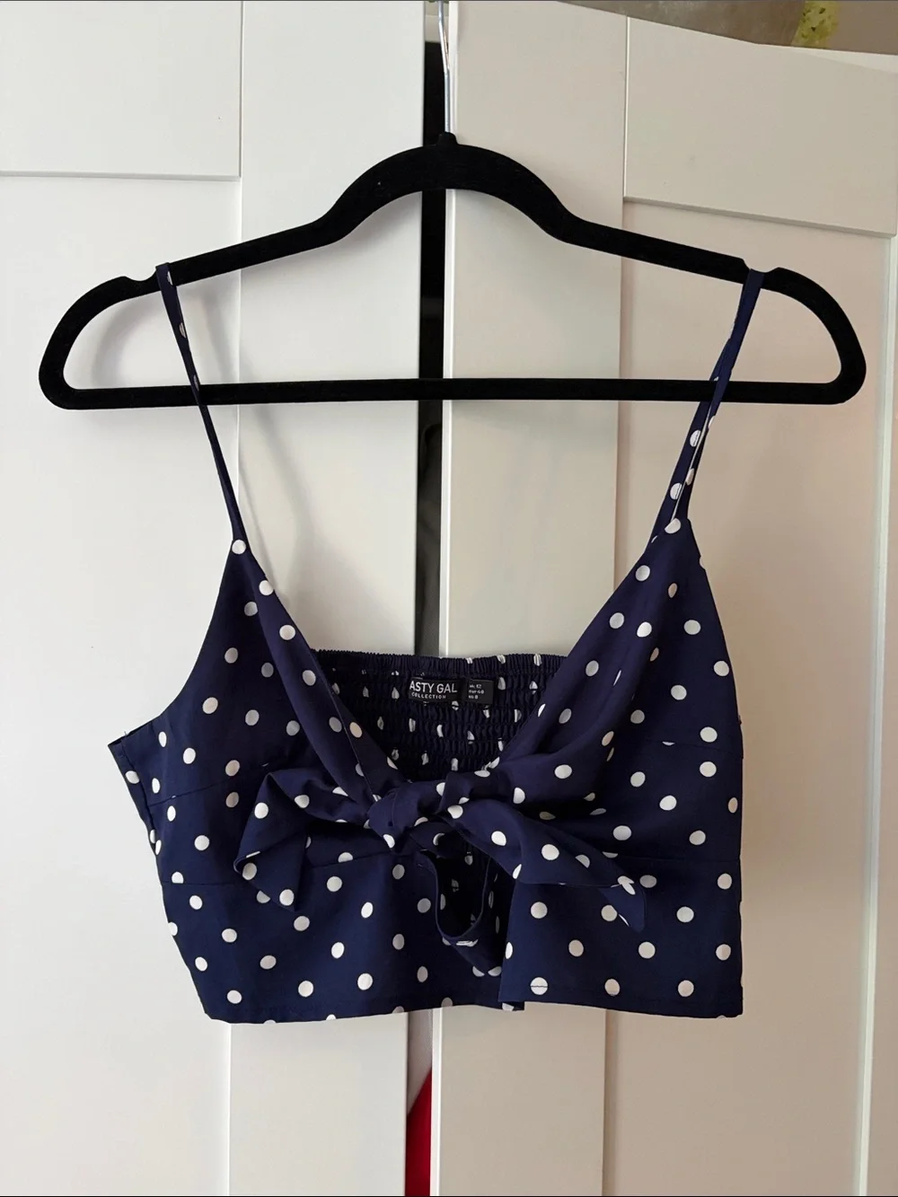 Nasty Gal Navy Polka Dot Tie-Front Strap Two Piece Set - Picture 2 of 3